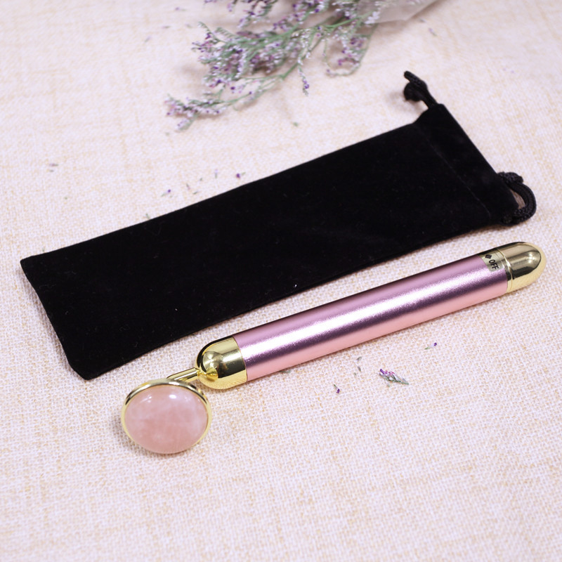 Gold Stick Natural Pink Crystal Jade Lifting Shrink Pores Facial Electric Beauty Bar Massager Beauty Instrument in Stock Gold Stick Natural Pink Crystal Jade Lifting Shrink Pores Facial Electric Beauty Bar Massager Beauty Instrument in Stock