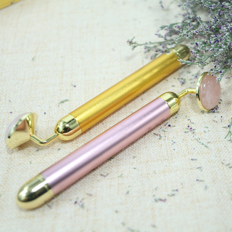 Gold Stick Natural Pink Crystal Jade Lifting Shrink Pores Facial Electric Beauty Bar Massager Beauty Instrument in Stock Gold Stick Natural Pink Crystal Jade Lifting Shrink Pores Facial Electric Beauty Bar Massager Beauty Instrument in Stock