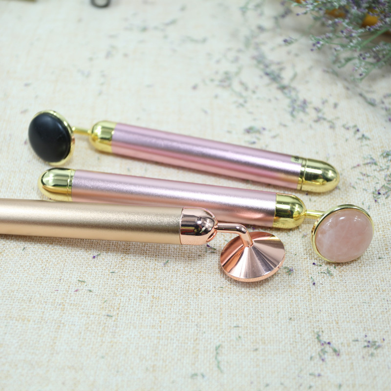 Gold Stick Natural Pink Crystal Jade Lifting Shrink Pores Facial Electric Beauty Bar Massager Beauty Instrument in Stock Gold Stick Natural Pink Crystal Jade Lifting Shrink Pores Facial Electric Beauty Bar Massager Beauty Instrument in Stock