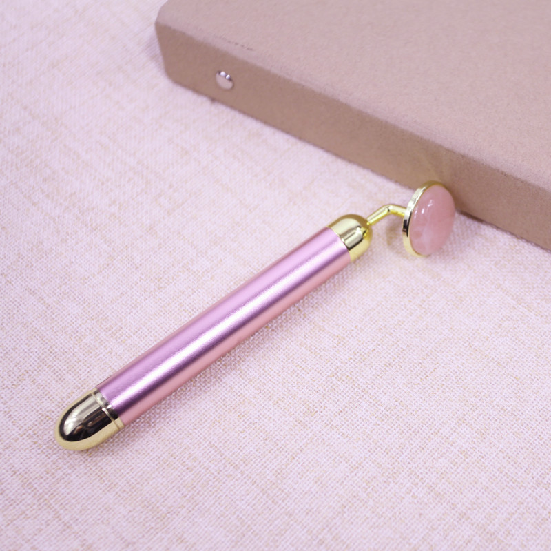 Gold Stick Natural Pink Crystal Jade Lifting Shrink Pores Facial Electric Beauty Bar Massager Beauty Instrument in Stock Gold Stick Natural Pink Crystal Jade Lifting Shrink Pores Facial Electric Beauty Bar Massager Beauty Instrument in Stock