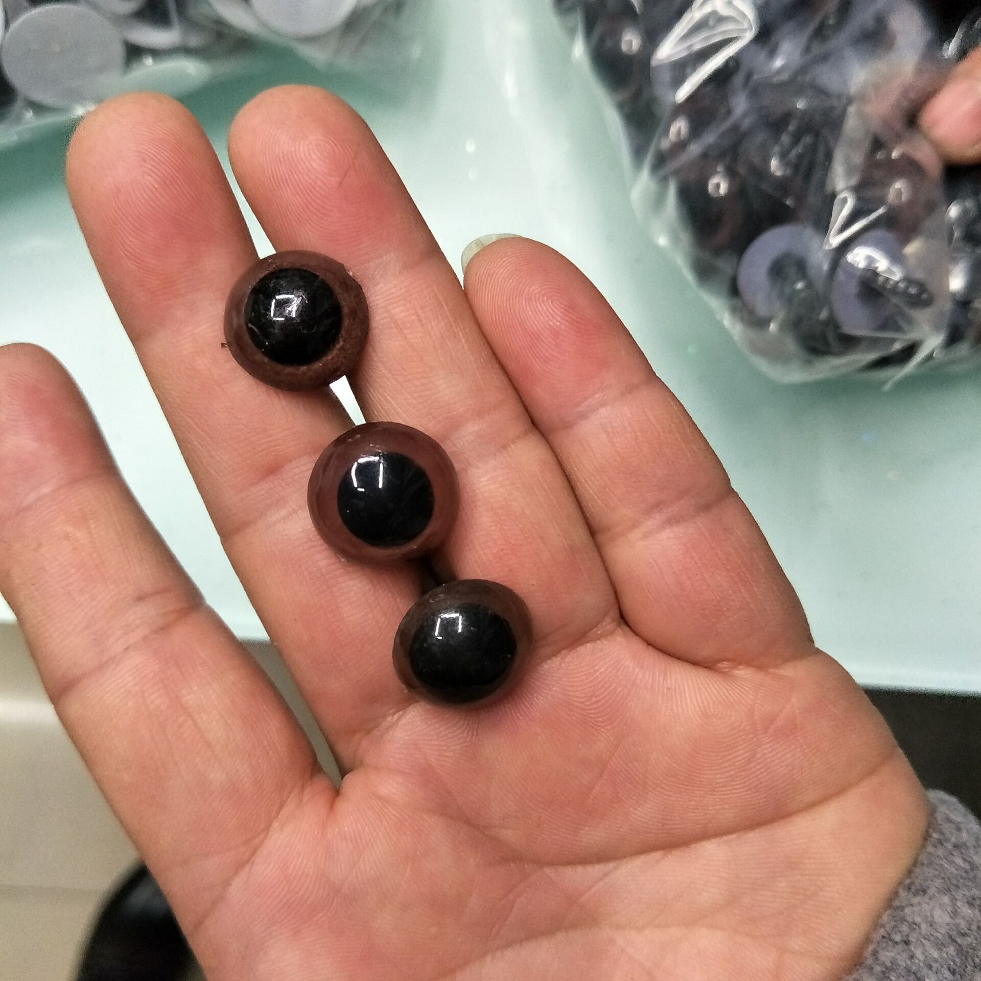 Simulation Yiwu Straw Eye Animal Glass Eye Crafts Eye Tiger Eye Toy Eye with Foot Eye Gasket