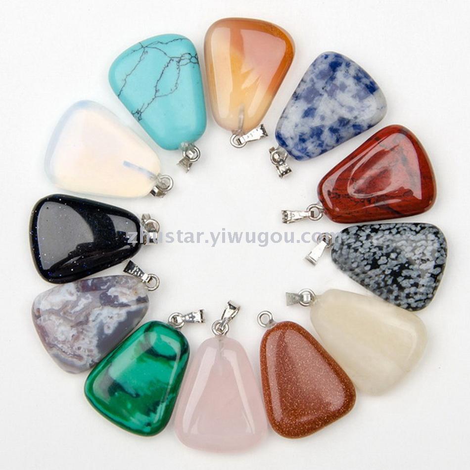 Natural stone crystal amethyst agate egg white stone tiger eye trapezoid pendant accessories