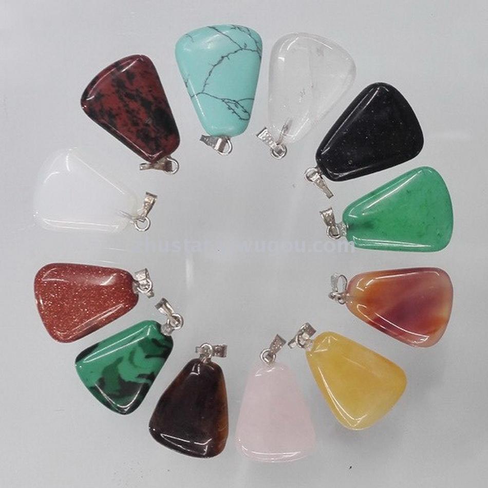 Natural stone crystal amethyst agate egg white stone tiger eye trapezoid pendant accessories