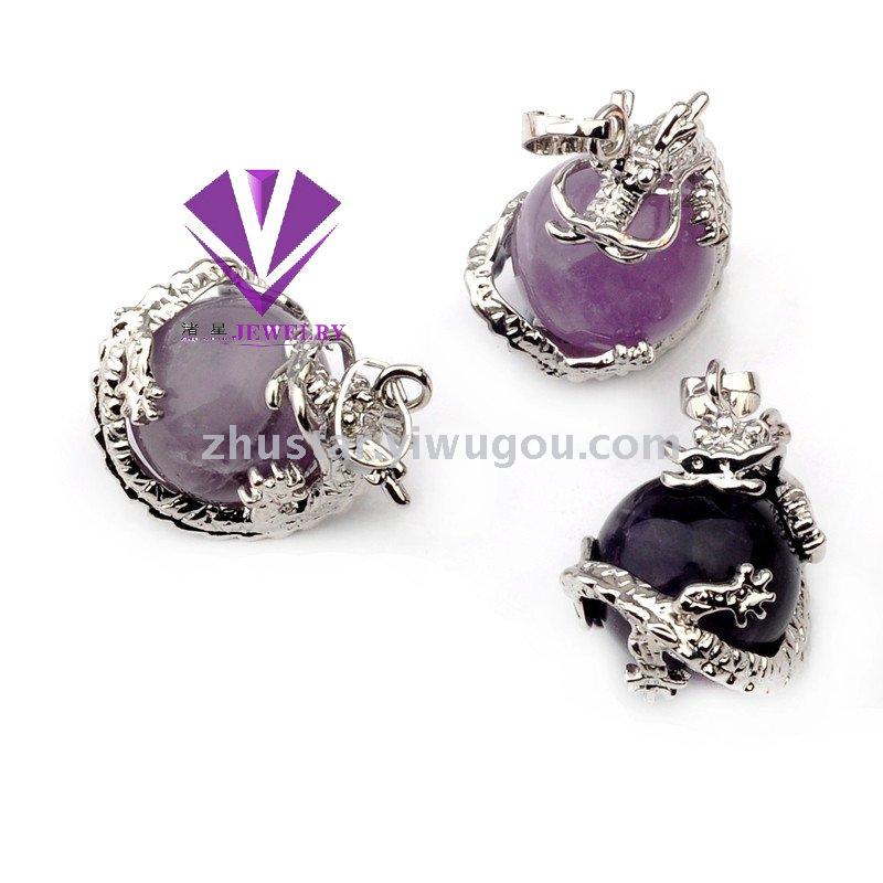 Natural stone, crystal, amethyst, agate, opal, tiger eye stone, dragon holding beads pendant. Natural stone, crystal, amethyst, agate, opal, tiger eye stone, dragon holding beads pendant.