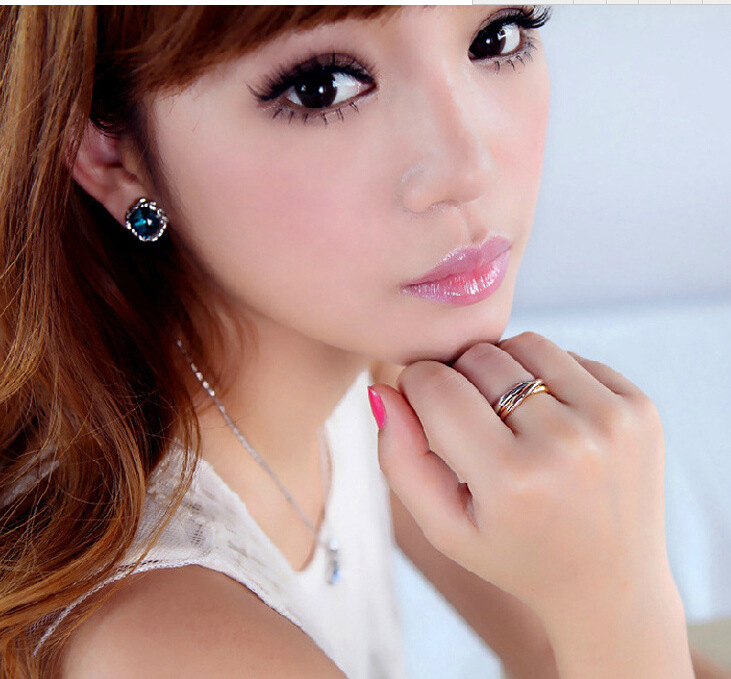 Three-Ring Three-Color Ring Plating Color Gold Rose Gold Ring Korean Glossy Ladies Ring Titanium Steel Non-Fading Ring