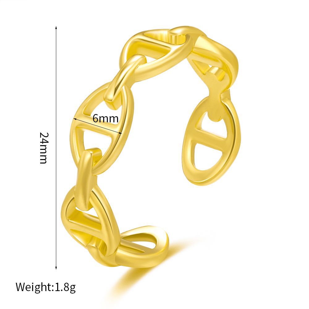 European and American Star Style Pig Nose Hollow Ring Brass Plated Real Gold Ring Ins New Women&#039;s Ring