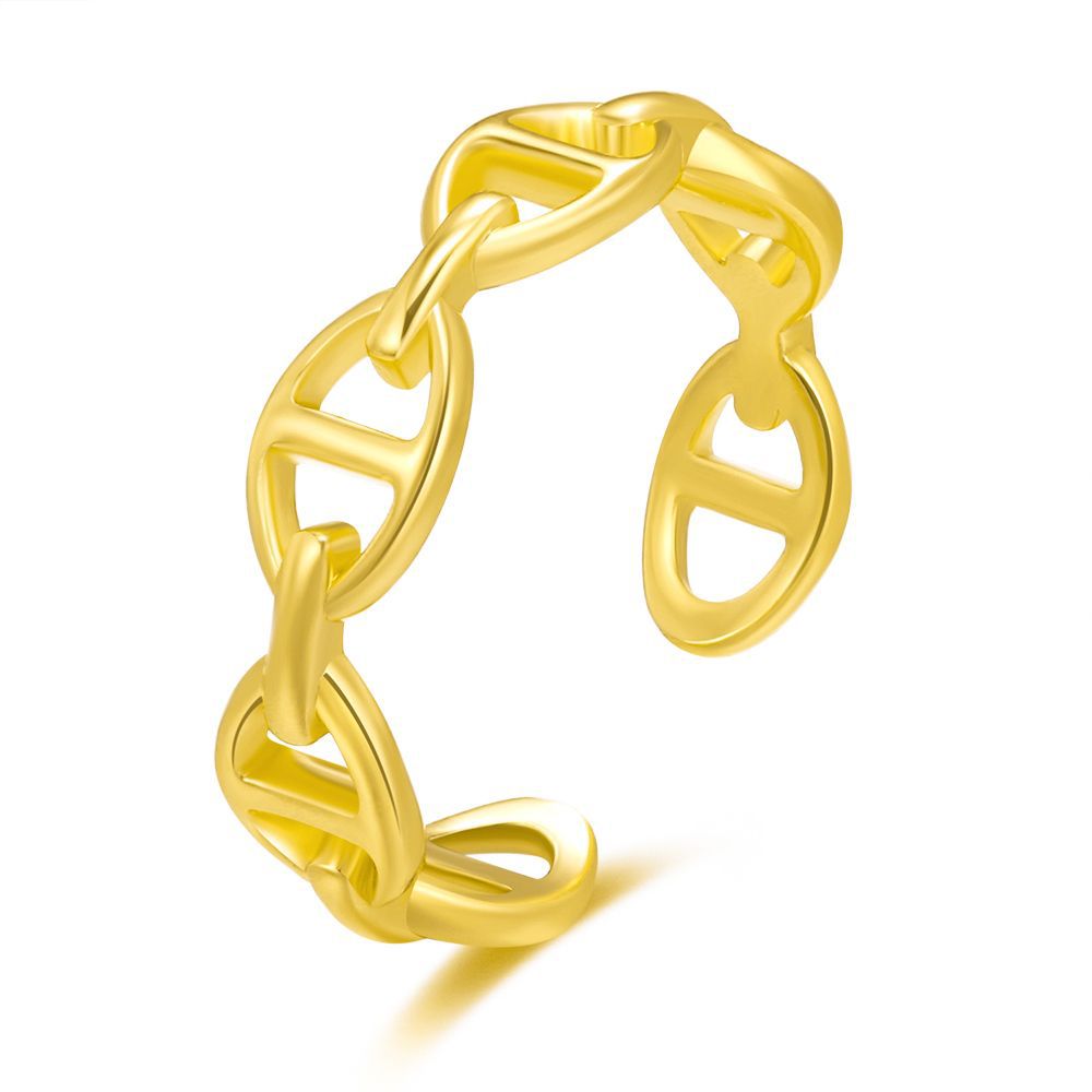 European and American Star Style Pig Nose Hollow Ring Brass Plated Real Gold Ring Ins New Women's Ring