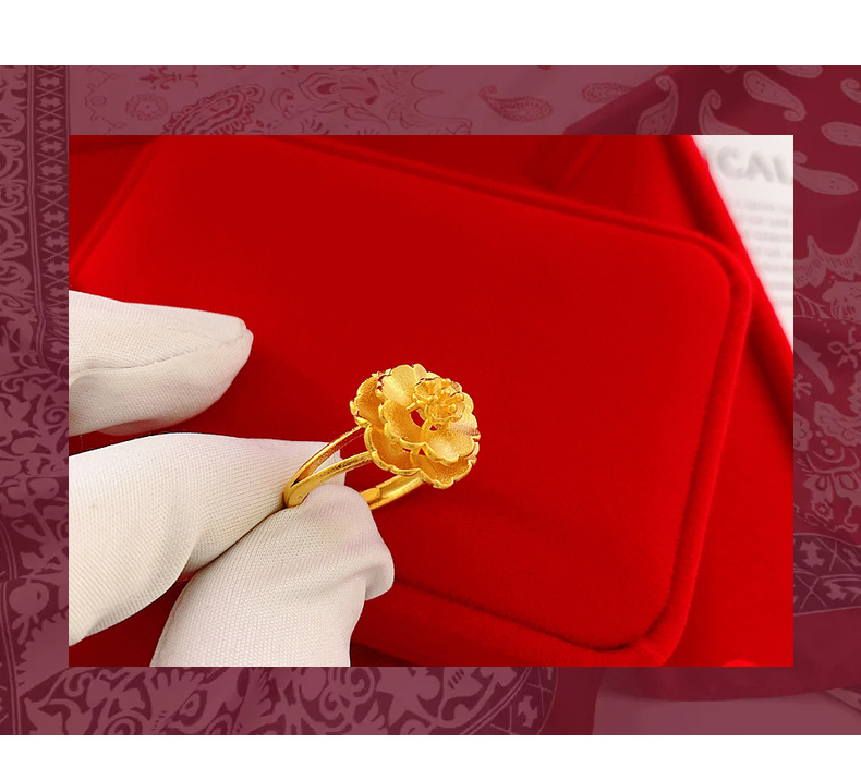 Vietnam Placer Gold Plated 24K Gold Ring Women's Artificial Gold Adjustable Mouth No Color Fading Wedding Index Finger Ring