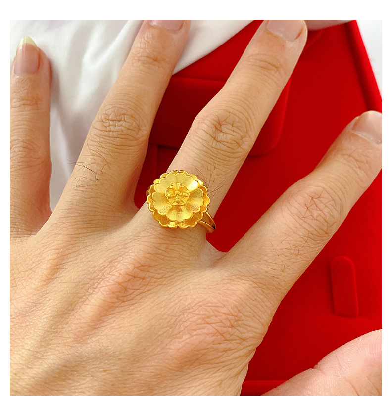 Vietnam Placer Gold Plated 24K Gold Ring Women's Artificial Gold Adjustable Mouth No Color Fading Wedding Index Finger Ring