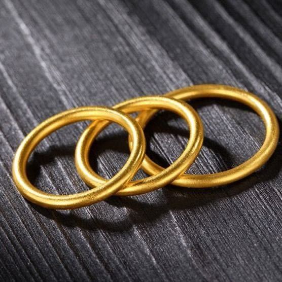 Stall Supply Kuaishou Ancient Law Inheritance Sansheng III Alluvial Gold Ring Women&#039;s Simple Simple Bracelet Plain Gold Female Ring Wholesale