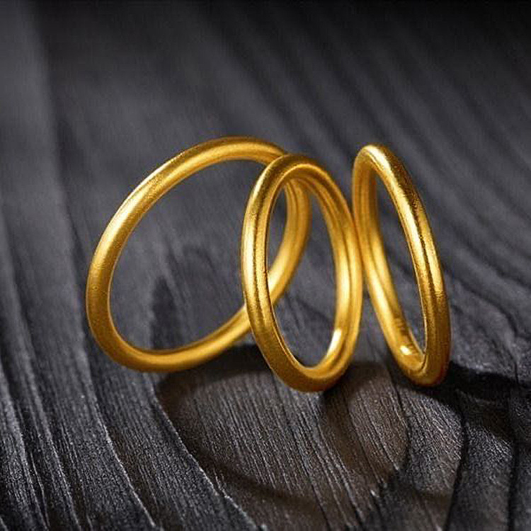 Stall Supply Kuaishou Ancient Law Inheritance Sansheng III Alluvial Gold Ring Women&#039;s Simple Simple Bracelet Plain Gold Female Ring Wholesale