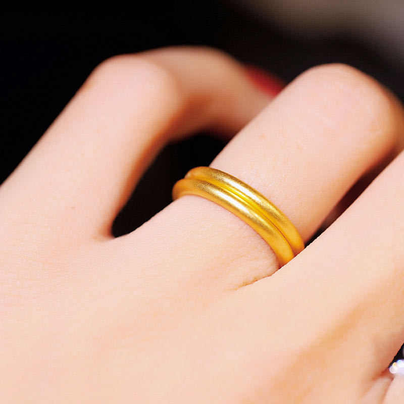 Stall Supply Kuaishou Ancient Law Inheritance Sansheng III Alluvial Gold Ring Women's Simple Simple Bracelet Plain Gold Female Ring Wholesale