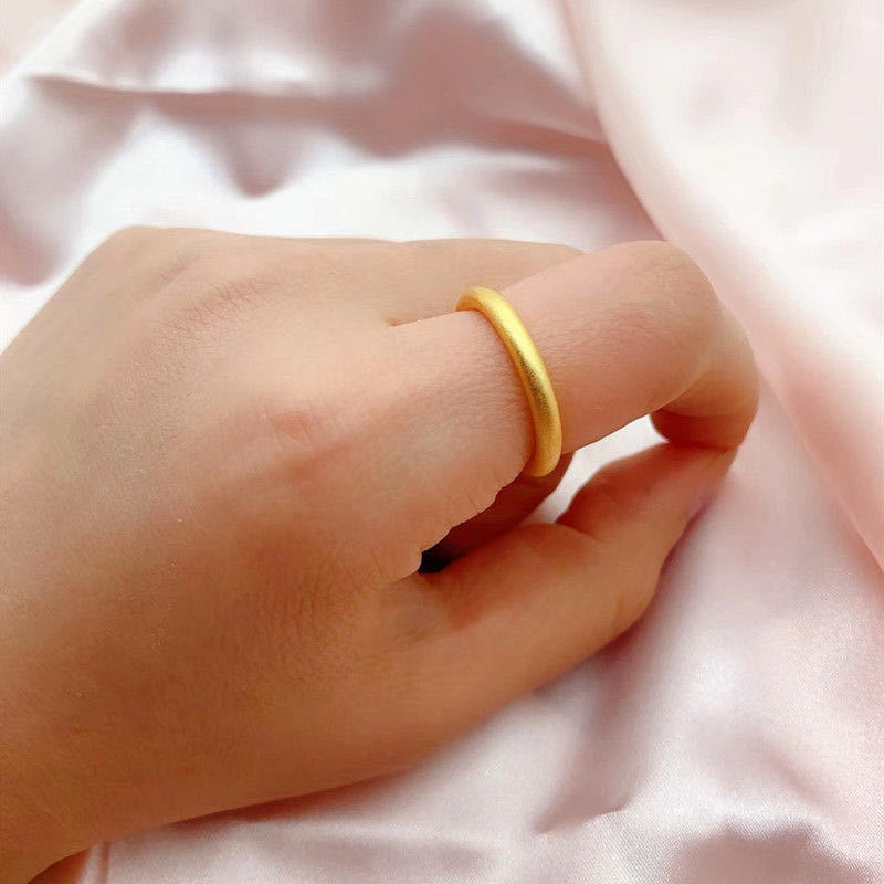 Stall Supply Kuaishou Ancient Law Inheritance Sansheng III Alluvial Gold Ring Women's Simple Simple Bracelet Plain Gold Female Ring Wholesale