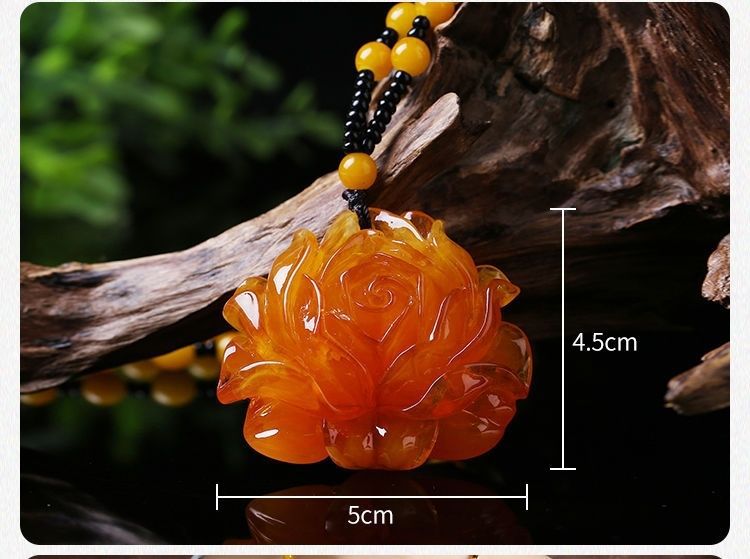 Beeswax Pendant Long Water Drop Women 'S Ethnic Style Vintage Amber Old Wax Necklace Versatile Accessories Sweater Chain Pendant