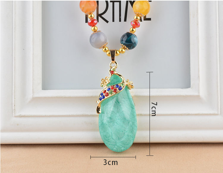 Ethnic Style Goldfish Sweater Chain Long Necklace Water Drop Imitation Beeswax Pendant Cotton Linen Trimmings for Clothing Pendant Wholesale