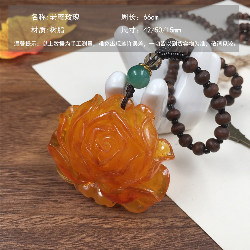 2020 New Style Wooden Bead Chain Two-Color Orange Beeswax Pendant Pendant Sweater Chain Retro Ethnic Style Long Necklace for Women 2020 New Style Wooden Bead Chain Two-Color Orange Beeswax Pendant Pendant Sweater Chain Retro Ethnic Style Long Necklace for Women