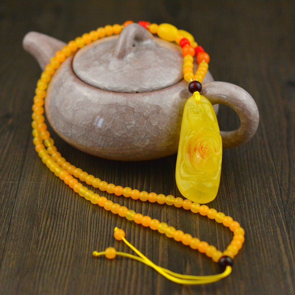 Hot Selling Second-Generation Ceromel Long Sweater Chain Fluorescent Floating Beeswax Necklace, Beeswax Pendant Wholesale