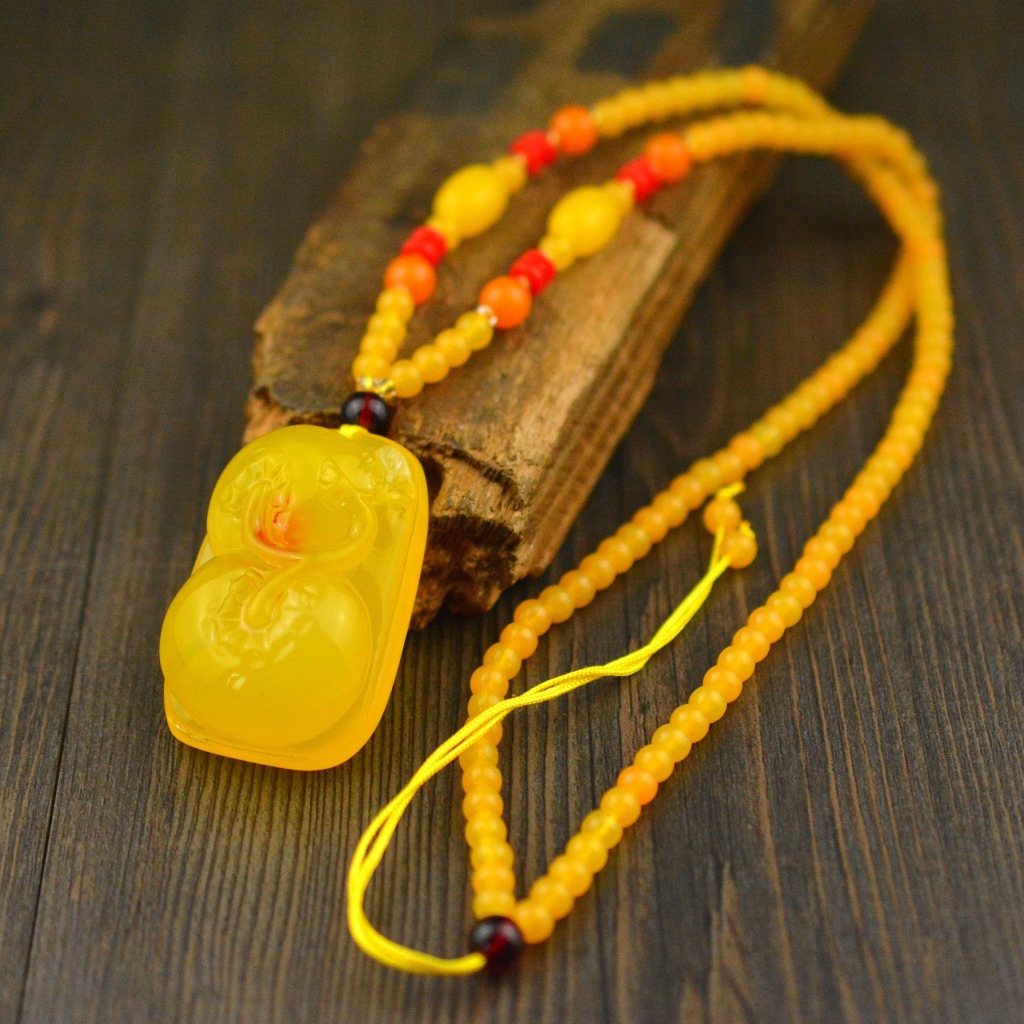 Hot Selling Second-Generation Ceromel Long Sweater Chain Fluorescent Floating Beeswax Necklace, Beeswax Pendant Wholesale