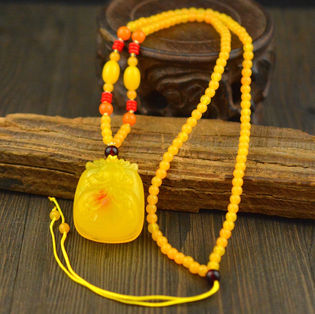 Hot Selling Second-Generation Ceromel Long Sweater Chain Fluorescent Floating Beeswax Necklace, Beeswax Pendant Wholesale