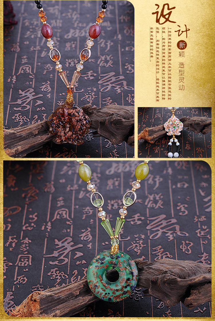 New High Imitation Beeswax Sweater Chain Fashion Wild Ethnic Style Creative Retro Beeswax Beeswax Female Necklace Accessories
