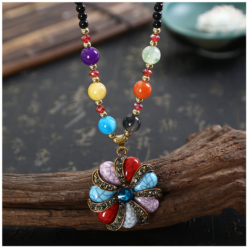 Women&#039;s Necklace Wholesale New Beeswax Sweater Chain Long Ethnic Style Sweater Chain Wild Creative Gift Wholesale