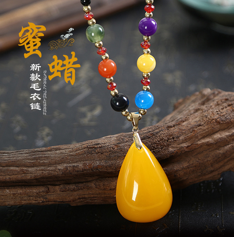 Women's Necklace Wholesale New Beeswax Sweater Chain Long Ethnic Style Sweater Chain Wild Creative Gift Wholesale