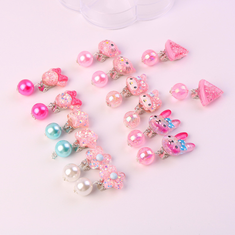 Ear Clip No Pierced Female Children 7 Pairs Jelly Color Cute Pearl Student Jewelry DIY Tassel Ear Clip Long Ear Clip No Pierced Female Children 7 Pairs Jelly Color Cute Pearl Student Jewelry DIY Tassel Ear Clip Long