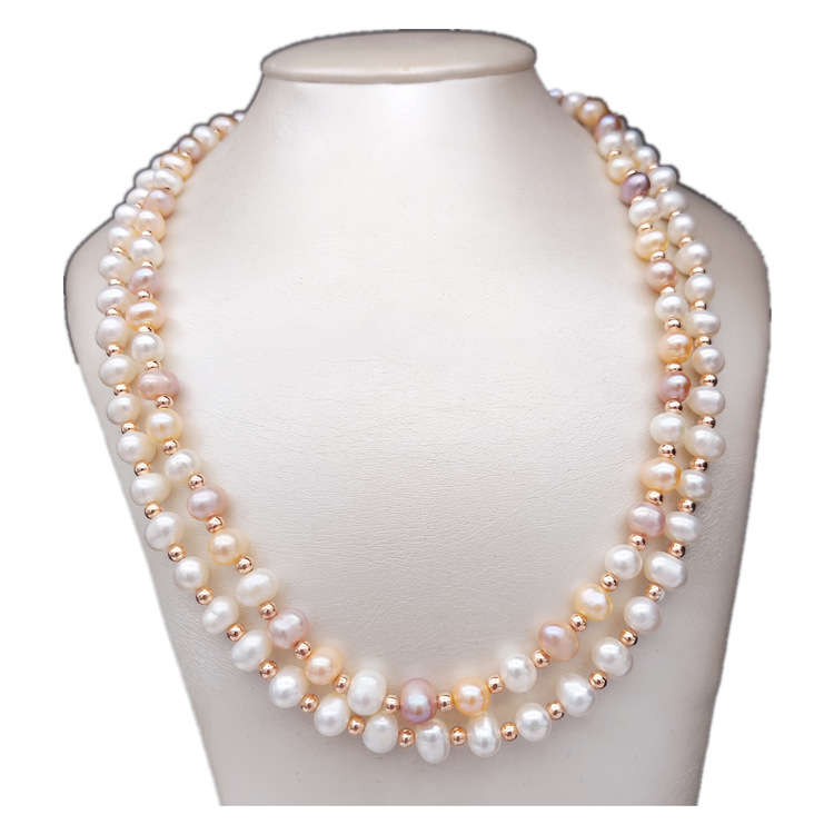 New Pearl Necklace Gift Wholesale Jewelry Gifts Natural Freshwater Pearl Necklace Bracelet Nearly round Beads