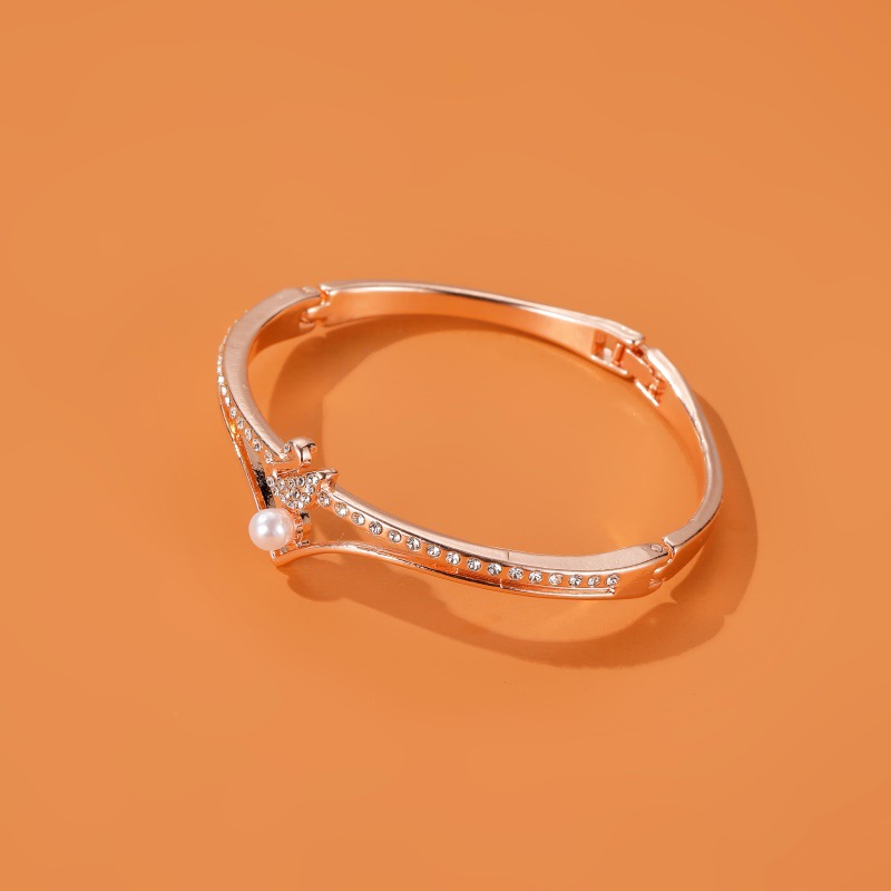 Korean Style Trendy Jewelry Elegant Little Swan Bracelet Rose Gold Open Pearl Bracelet Wrist Ring Classic Popular Bracelet