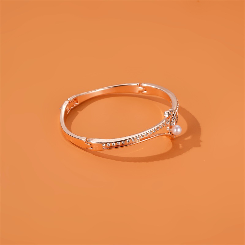 Korean Style Trendy Jewelry Elegant Little Swan Bracelet Rose Gold Open Pearl Bracelet Wrist Ring Classic Popular Bracelet