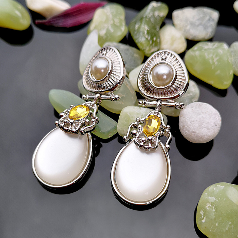 Rongyu wish European and American fashion exaggerated moonlight stone pearl earrings ebay cross - border new jewelry manufacturers direct sales