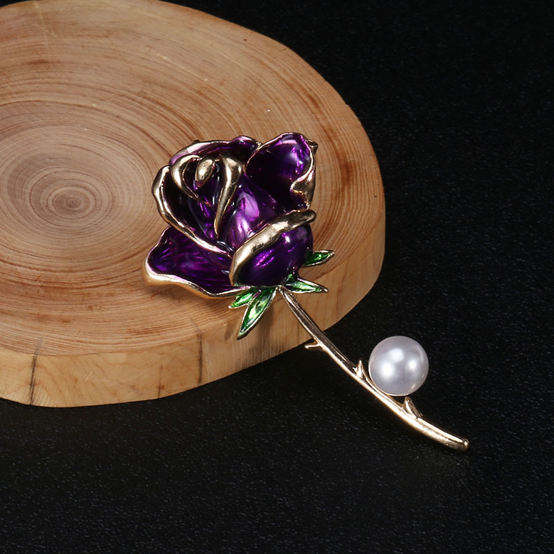 Korean Fashion New Dripping Pearl Rose Brooch Elegant High-End Anti-Exposure Silk Scarf Buckle Jewelry Pin