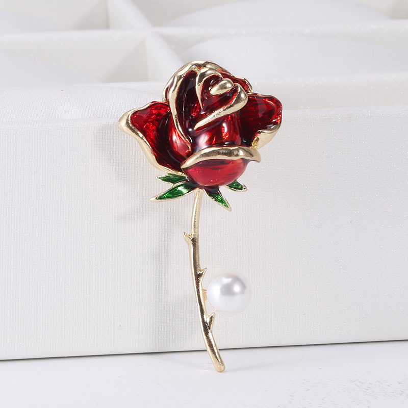 Korean Fashion New Dripping Pearl Rose Brooch Elegant High-End Anti-Exposure Silk Scarf Buckle Jewelry Pin