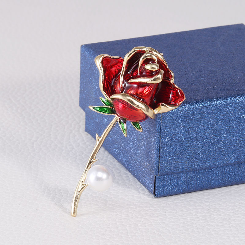 Korean Fashion New Dripping Pearl Rose Brooch Elegant High-End Anti-Exposure Silk Scarf Buckle Jewelry Pin