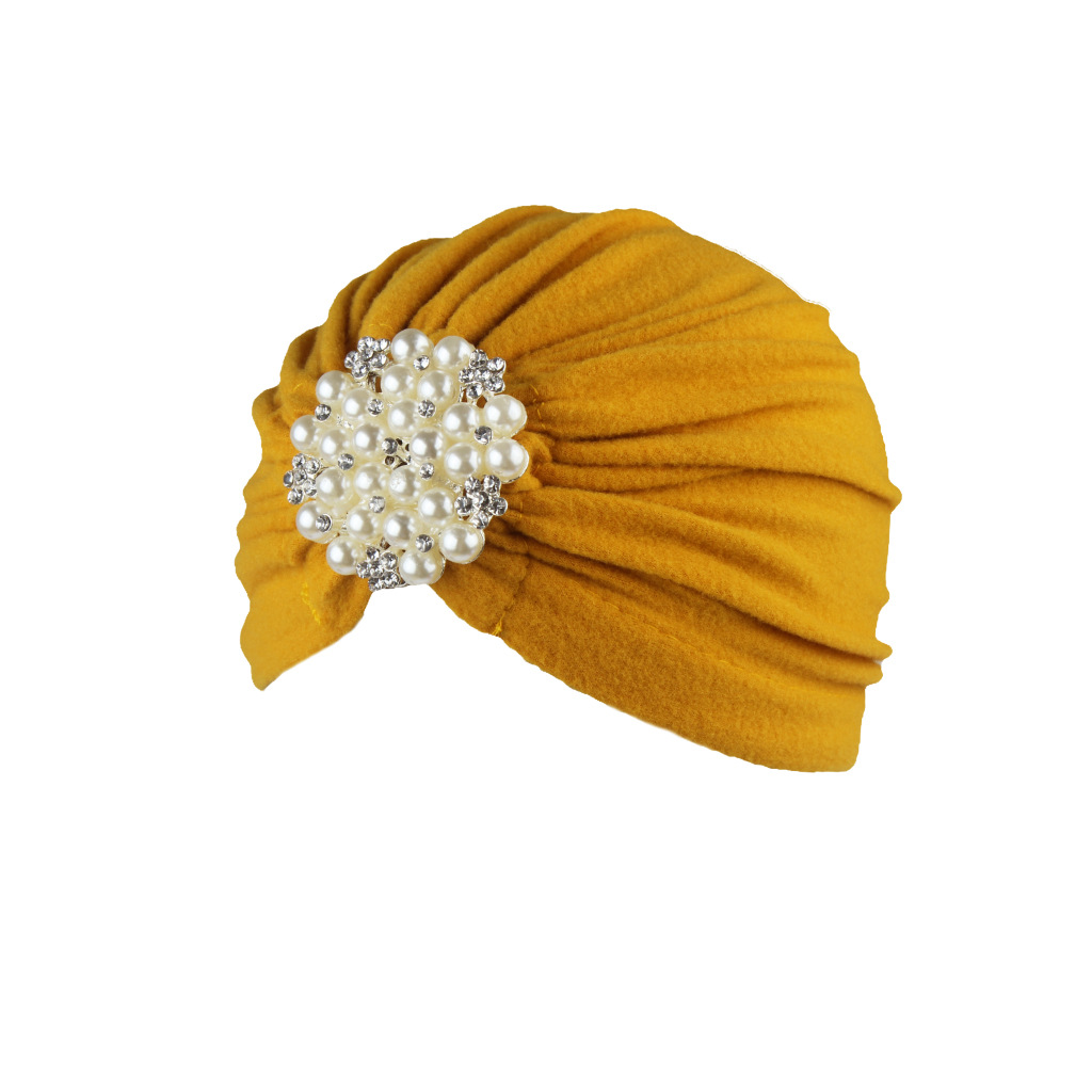 Foreign Trade Hot Selling Women&#039;s Hat Autumn and Winter Pullover Hat Big Pearl Jewelry Headscarf Comfortable Adult Cap