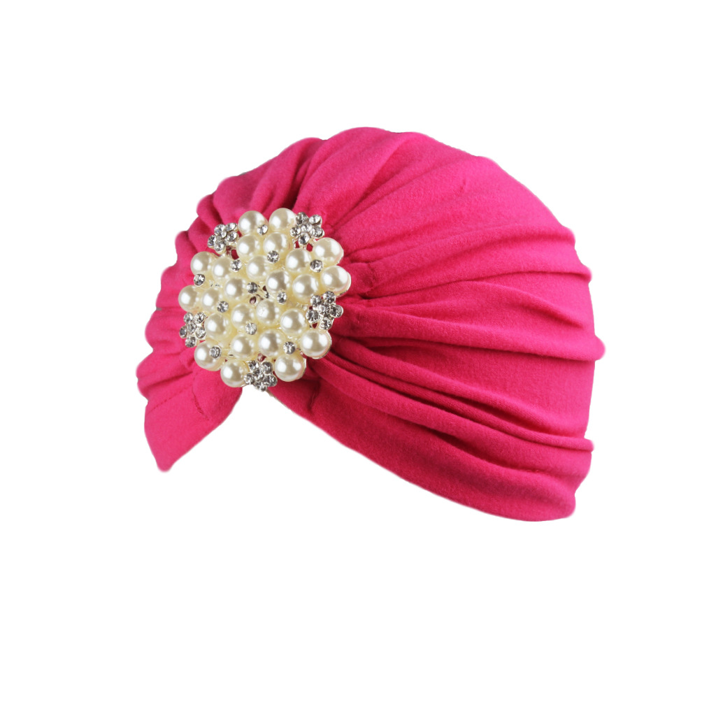 Foreign Trade Hot Selling Women&#039;s Hat Autumn and Winter Pullover Hat Big Pearl Jewelry Headscarf Comfortable Adult Cap