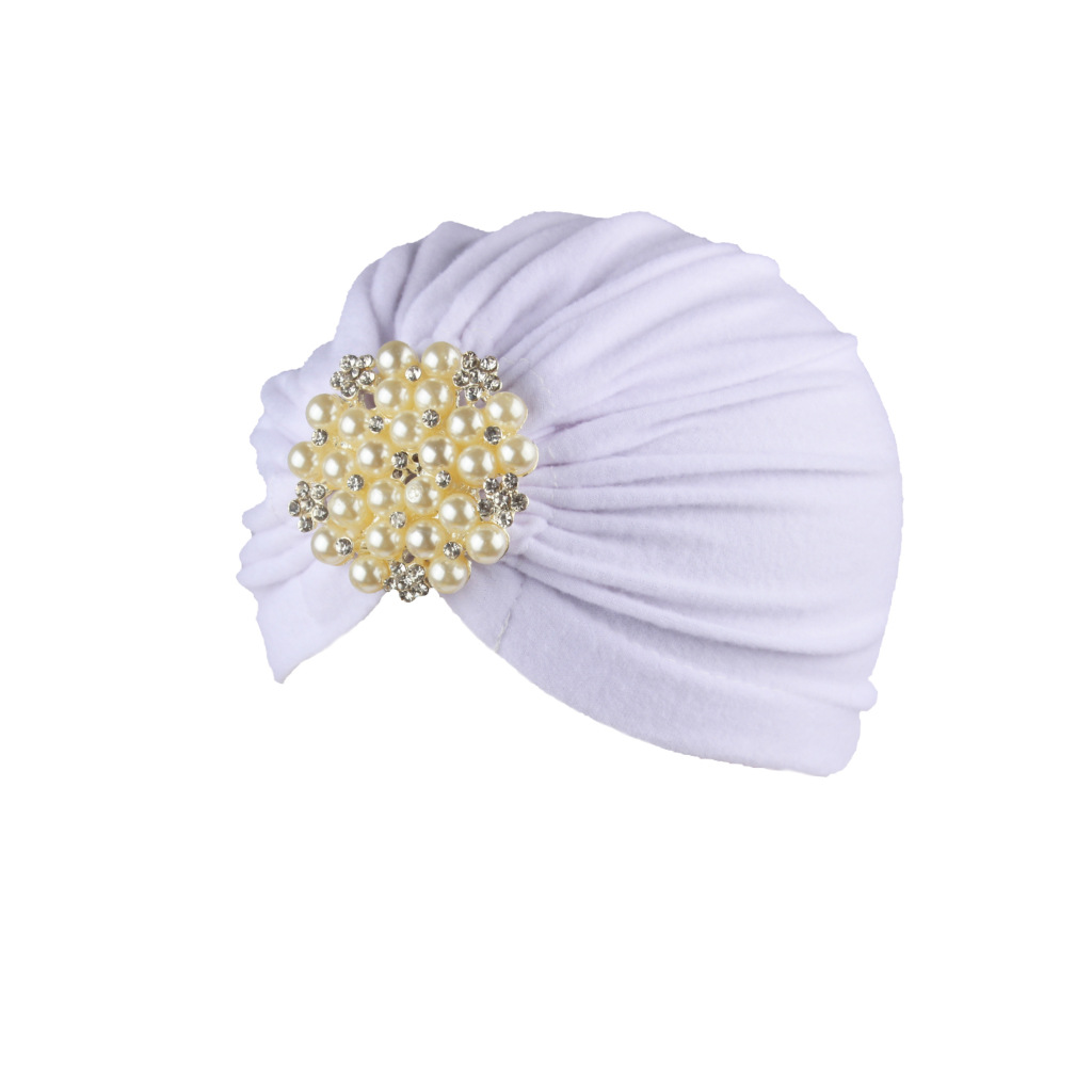 Foreign Trade Hot Selling Women's Hat Autumn and Winter Pullover Hat Big Pearl Jewelry Headscarf Comfortable Adult Cap