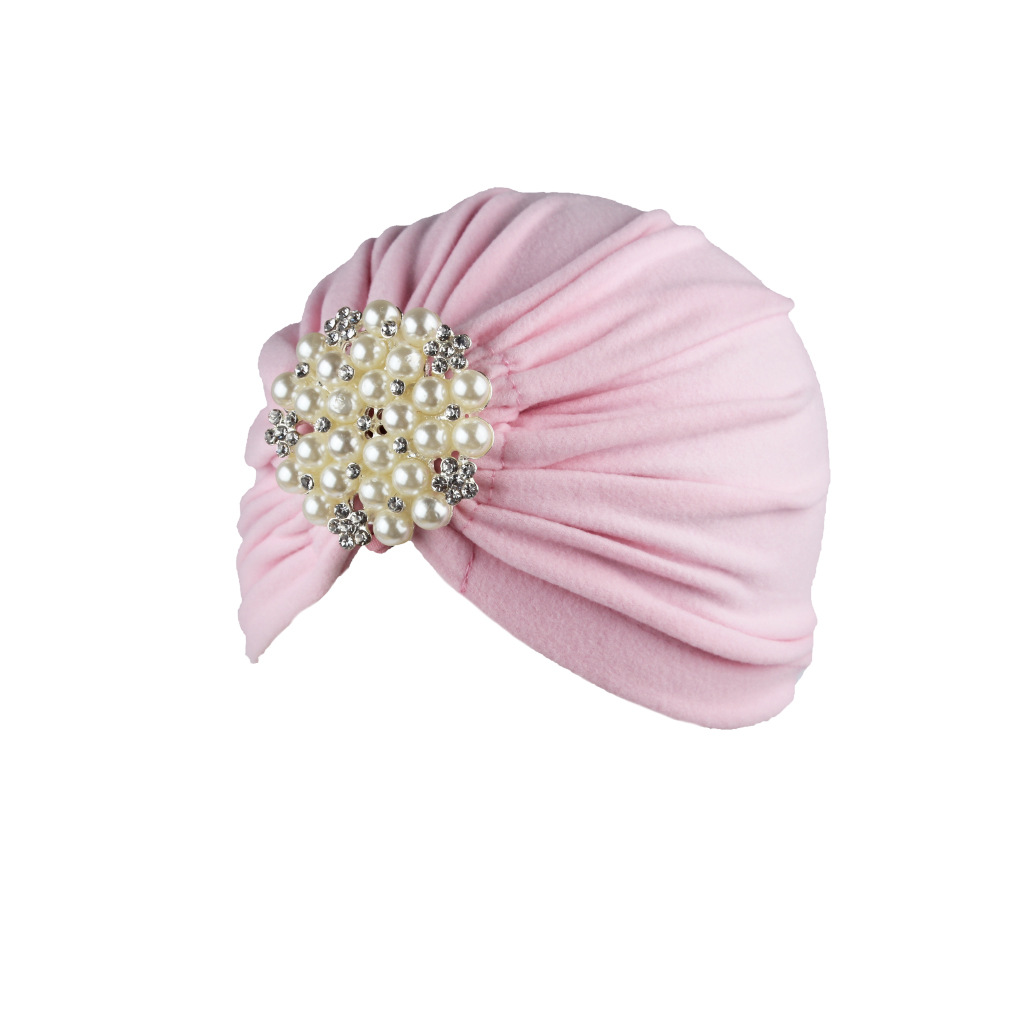 Foreign Trade Hot Selling Women's Hat Autumn and Winter Pullover Hat Big Pearl Jewelry Headscarf Comfortable Adult Cap