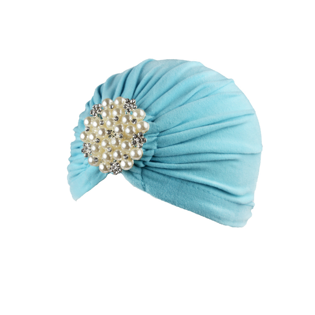 Foreign Trade Hot Selling Women's Hat Autumn and Winter Pullover Hat Big Pearl Jewelry Headscarf Comfortable Adult Cap