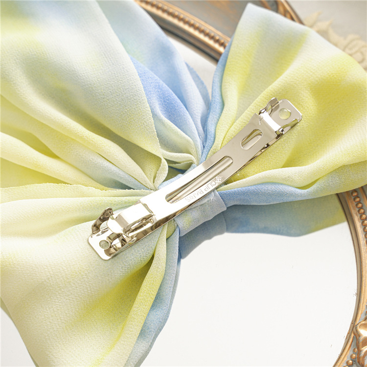 2021 Summer New Fabric Craft Spring Clip Women&#039;s Tie-Dye Bow Barrettes Long Bandeau Top Clip Hair Accessories