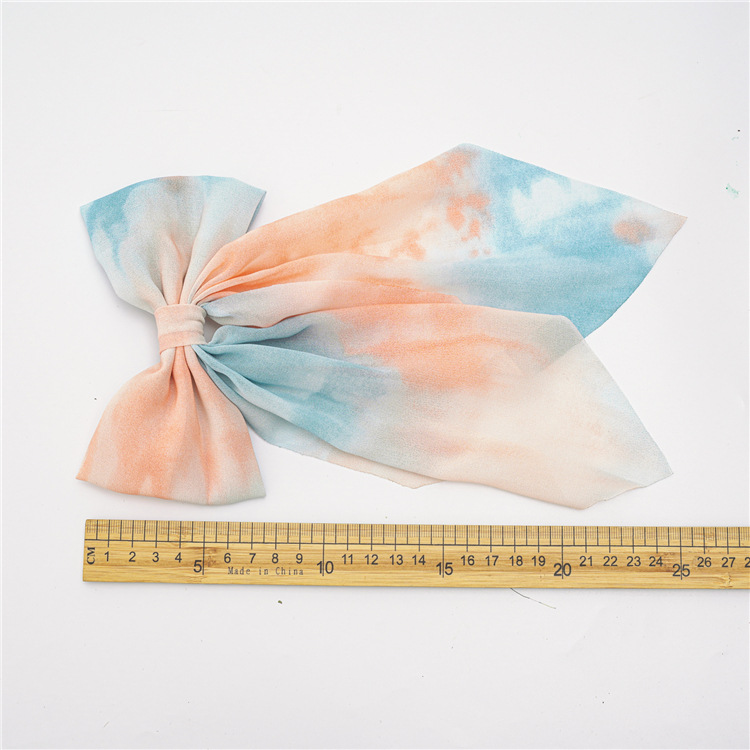 2021 Summer New Fabric Craft Spring Clip Women&#039;s Tie-Dye Bow Barrettes Long Bandeau Top Clip Hair Accessories