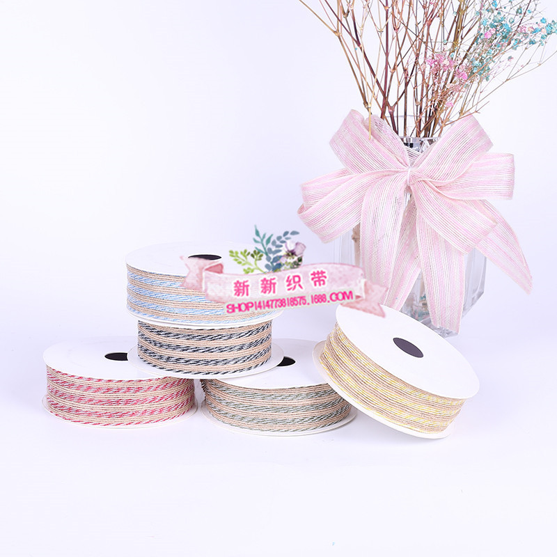 Yarn-Dyed Hemp Rope Ribbon Craft Gift Packaging Flowers Binding Packaging Tape Yarn-Dyed Ribbon Hair Accessories DIY Accessories