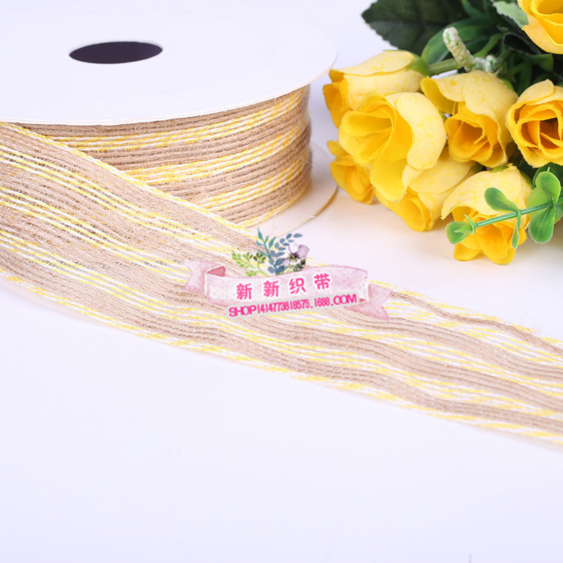 Yarn-Dyed Hemp Rope Ribbon Craft Gift Packaging Flowers Binding Packaging Tape Yarn-Dyed Ribbon Hair Accessories DIY Accessories