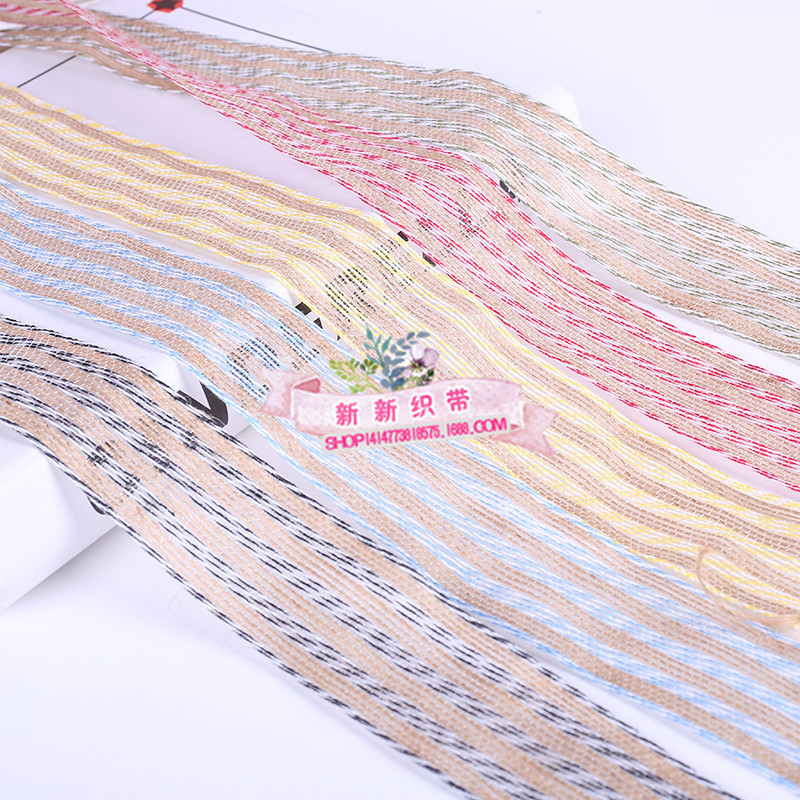 Yarn-Dyed Hemp Rope Ribbon Craft Gift Packaging Flowers Binding Packaging Tape Yarn-Dyed Ribbon Hair Accessories DIY Accessories