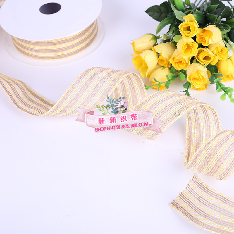 Yarn-Dyed Hemp Rope Ribbon Craft Gift Packaging Flowers Binding Packaging Tape Yarn-Dyed Ribbon Hair Accessories DIY Accessories