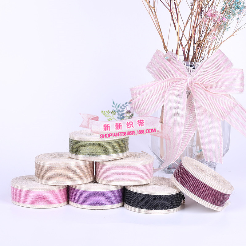 Yarn-Dyed Hemp Rope Ribbon Craft Gift Packaging Flowers Binding Packaging Tape Yarn-Dyed Ribbon Hair Accessories DIY Accessories Yarn-Dyed Hemp Rope Ribbon Craft Gift Packaging Flowers Binding Packaging Tape Yarn-Dyed Ribbon Hair Accessories DIY Accessories