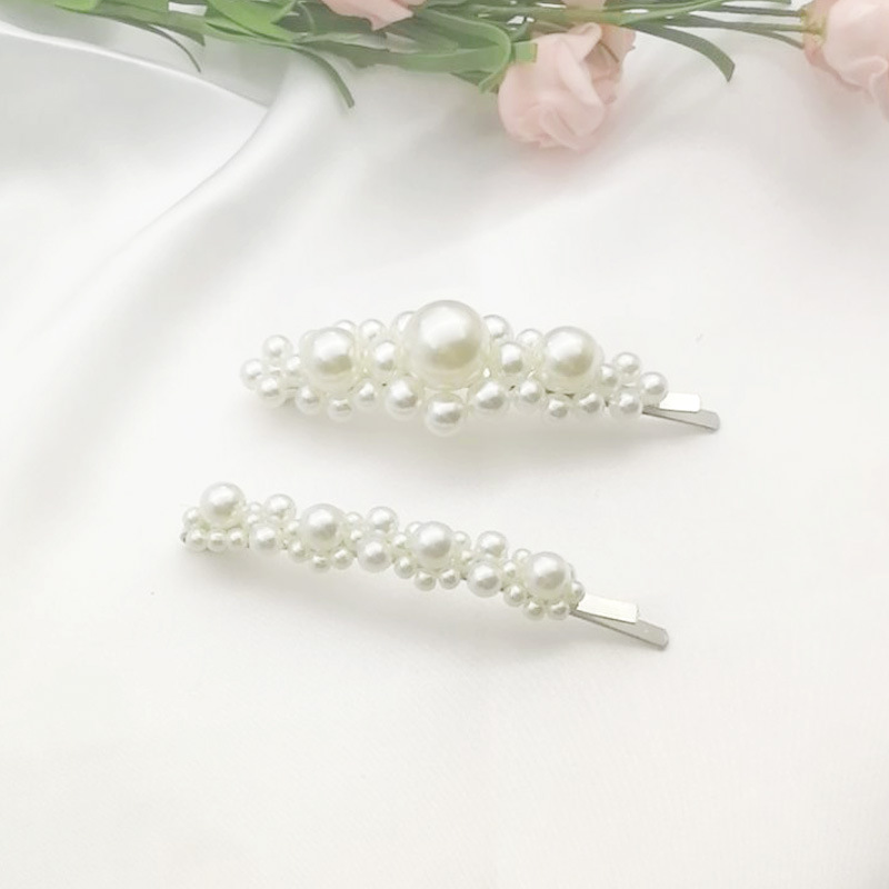 Korean Style Internet Hot Pearl Hairpin Sweet Handmade Beaded BB Clip Square Water Drop Side Clip Jewelry Wholesale