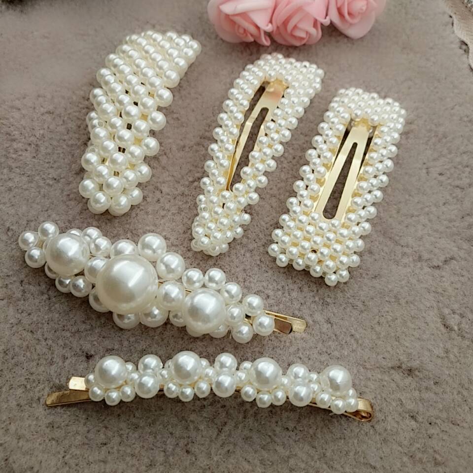 Korean Style Internet Hot Pearl Hairpin Sweet Handmade Beaded BB Clip Square Water Drop Side Clip Jewelry Wholesale