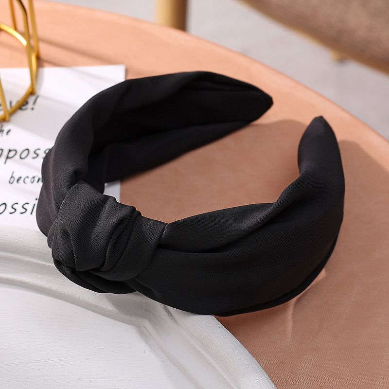 Korean New Solid Color Fabric Craft Hair Accessories Korean Simple Face Wash Makeup Cross-Knotted Wide Brim Hair Band Headband Ladies