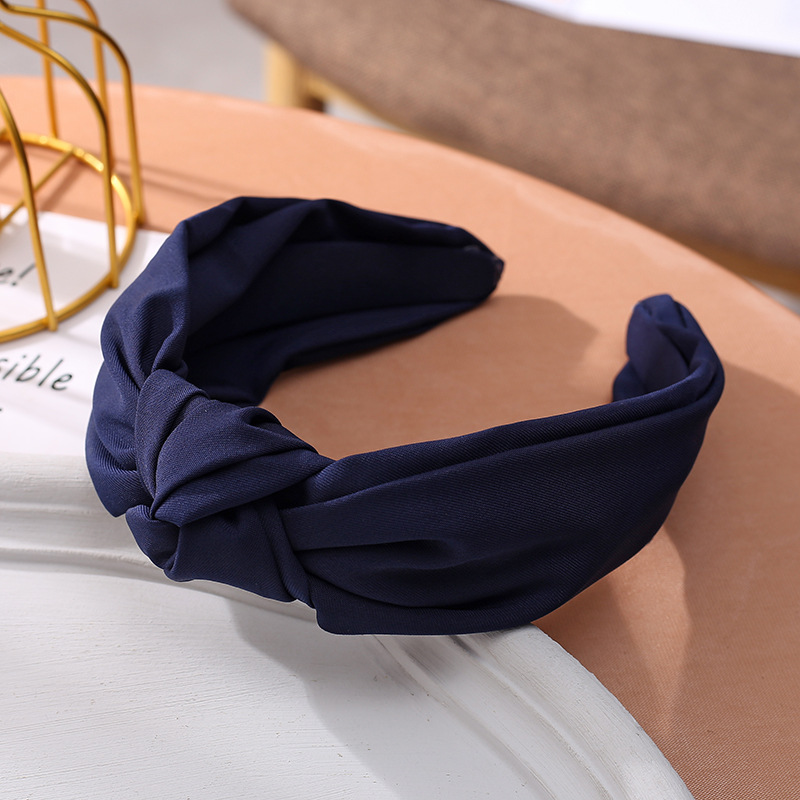 Korean New Solid Color Fabric Craft Hair Accessories Korean Simple Face Wash Makeup Cross-Knotted Wide Brim Hair Band Headband Ladies